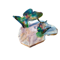 memory standaard 3 vlinders op houten schijf